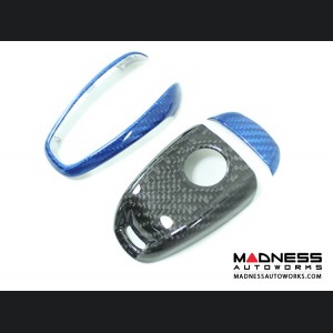 Alfa Romeo Stelvio Key Fob Cover  - Carbon Fiber - Black Candy Main/ Blue Accents